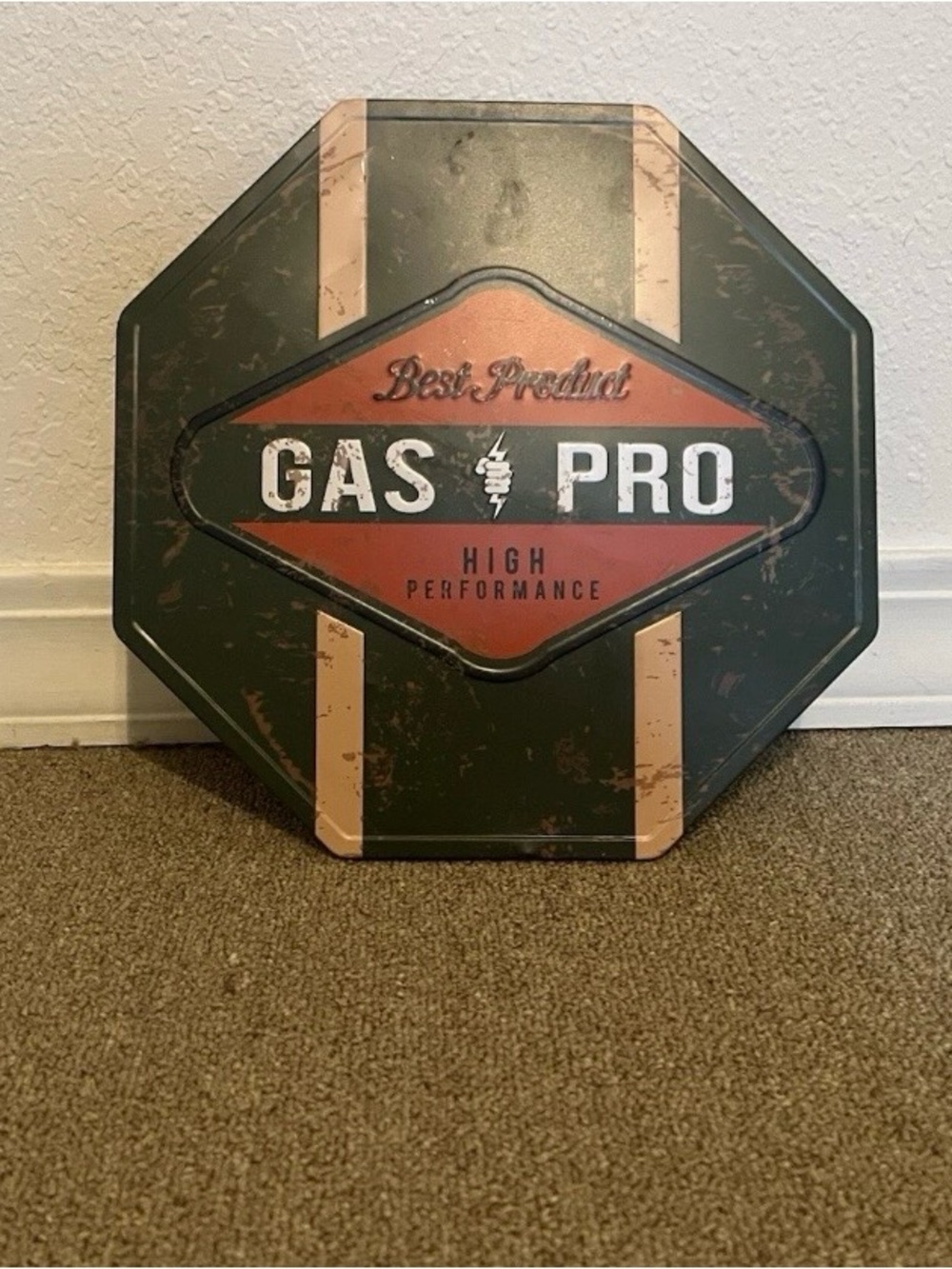 Gas Pro High Performance Vintage Metal Sign - Green & Red